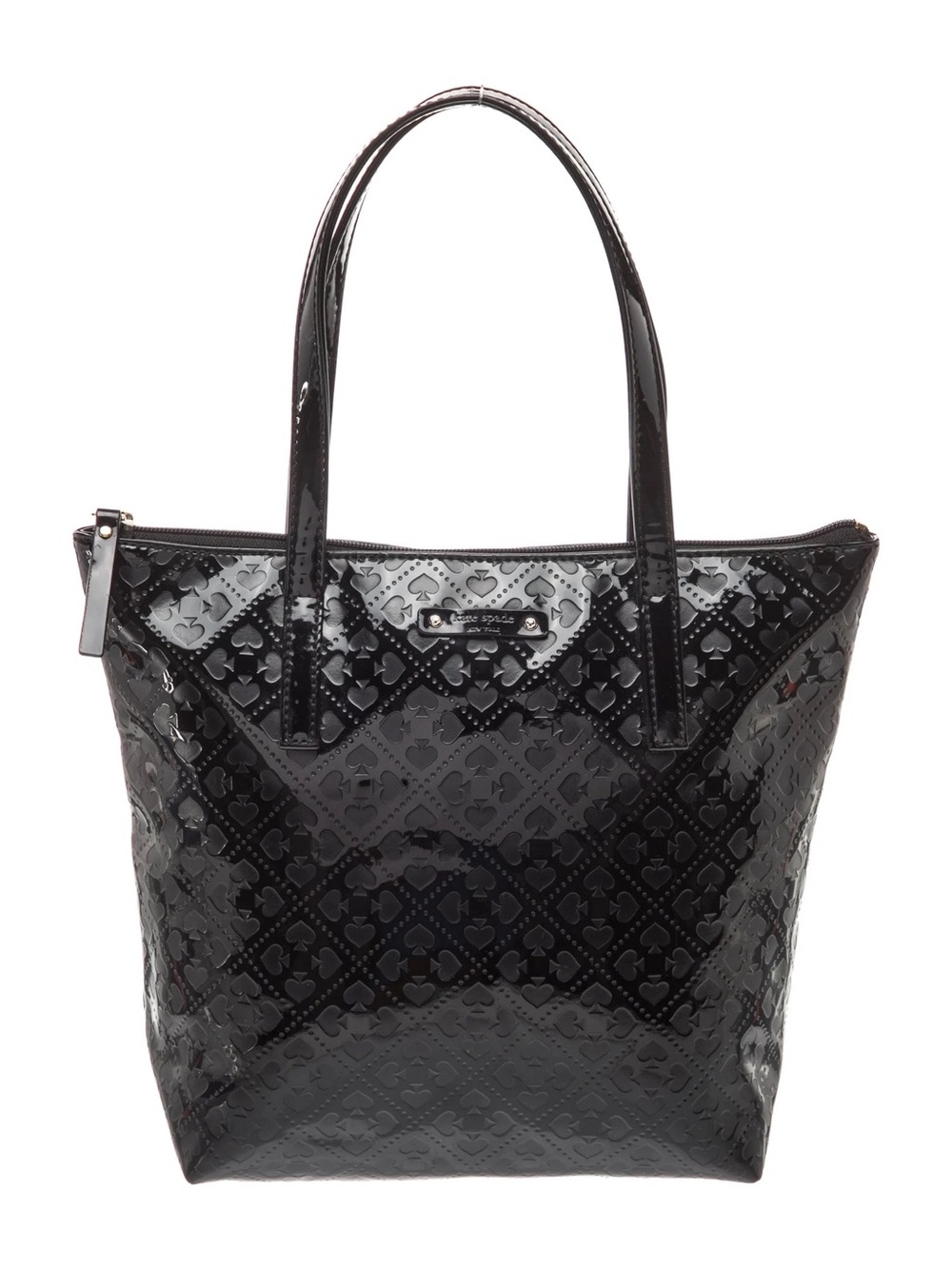 kate spade Black Patent Embossed Tote with Top Handles